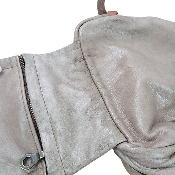 JAS MB Gray Leather Messenger SATCHEL Saddle Bag Vintage Crossbody Y2k Crossbody - Picture 4 of 9
